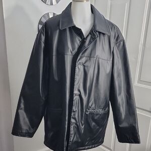 Crossings Men's Waterproof Black 2 Pocket Full Zip/ Button Rain Coat Size Large